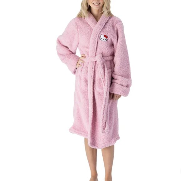 NWT, Sanrio Hello Kitty Sherpa Fleece Robe, Pink, One Size Fits Most - Picture 1 of 4